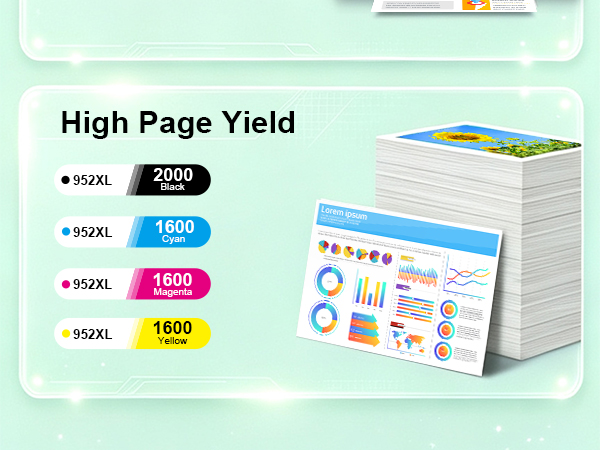 952XL INK cartridges Fade-resistant, crisp print quality