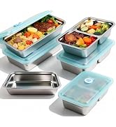 Velicber 4 Pack Stainless Steel Snack Containers, Reusable Grab and Go 2 Compartment Food Storage...