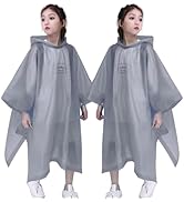 RUISHYY Rain Poncho for Kids (2 Pack), Reusable EVA Children Raincoat Ponchos Rain Jacket with Ho...