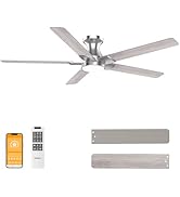 DAMINY 52 inch Nickel Ceiling Fans with Lights,5 Blades,6CCT, Low Profile,Remote Control,for Bedr...