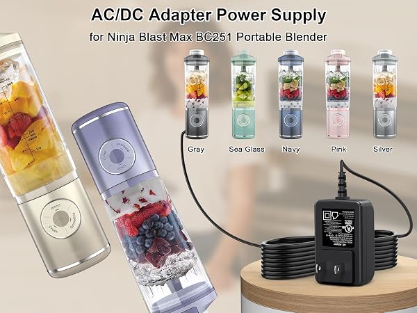 13.3V Power Adapter Charging Cord for Ninja Blast Max BC251 Portable Blender