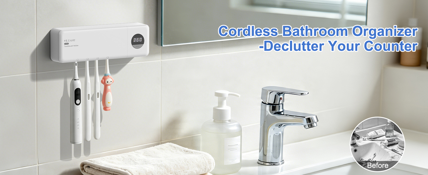 cordless bathroom toothbrush organizer