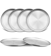 TeamFar Kids Plates, 6 PCS Stainless Steel Baby Dinner Plates Set | 8 Inch Toddler Metal Dishes, ...