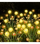 Solar Garden Lights Outdoor, 4 Pack 32 LED, Solar Swaying Dandelion Bee Lights Waterproof, Swayin...