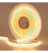 GOMING 12V 5mm Width COB LED Strip Light Warm White 3000K 16.4ft(5M) 2000LEDs CRI 93+ Uniform Glo...
