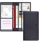 Techion Car Registration and Insurance Holder, 9-1/2 x 5 Inch Premium Leather Vehicle Glove Box O...
