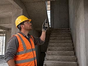COROLLATA bilateral laser distance meter displaying fractional inch readout at construction site