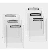 Performore 6 Pack of Plastic Clipboards, 12.5 x 9 Clear Acrylic Clipboards with 120mm Metal Clip,...