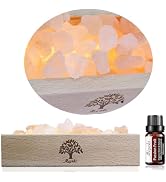 MLYNKL Himalayan Salt Lamp Diffuser - 300g Pink Salt with Wood Base, USB Powered, Warm Light & 10...