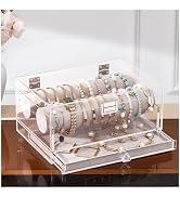 Lolalet Acrylic Bracelet Organizer Box -with Drawer | Clear Jewelry Display Holder for Bracelets,...