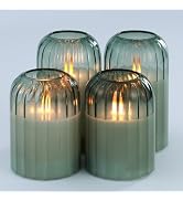 Lezonic Glass Flameless Candles Battery Operated with Remote, Dancing Flame LED Flickering Flamel...