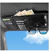 OFBAND Car Visor Organizer with Sunglass Holder,Multi-Functional Car Sun Visor Organizer with Zip...
