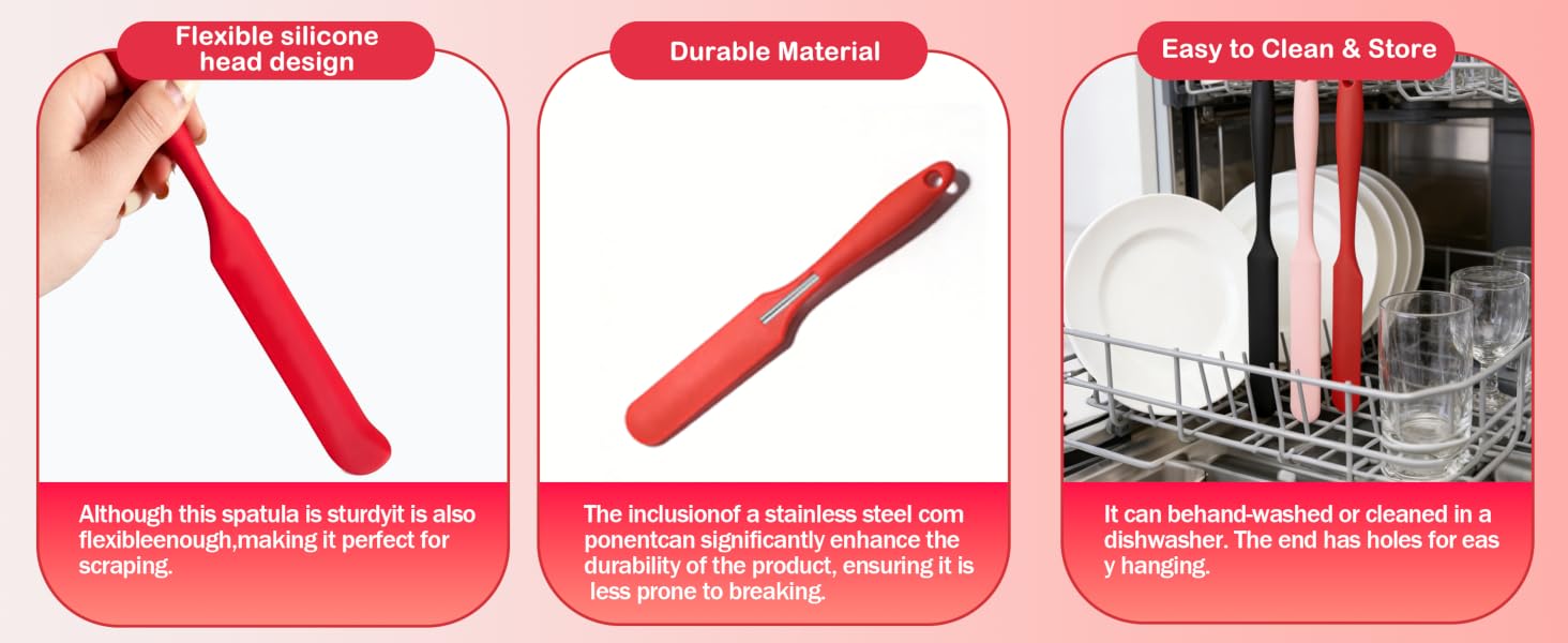 silicone spatula head fits closely to bowl bottoms and walls