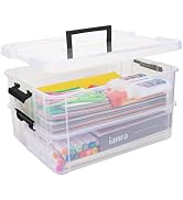 TERGOO 2 Layer Plastic Storage Containers with Lids, Multipurpose Clear Stack & Carry Box, Portab...