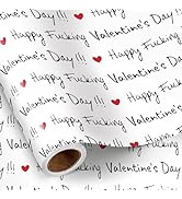 RUSPEPA Funny Valentine's Day Wrapping Paper Roll, Mini Roll, Happy F*ing Valentine's Day Letteri...