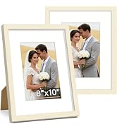Vittanly 8x10 Picture Frame Set of 2, Solid Wood Frame for Wall or Tabletop, Display Photo 5x7 wi...