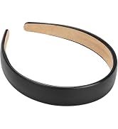 WantGor 1 Inch PU Leather Headband, Wide Padded Hairband Fashion Hair Bands Cute Womens Headbands...