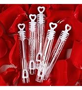 56 Pack Mini White Heart Bubble Wands- Perfect Bubble Toy Ideal Party Favors for Weddings Support...