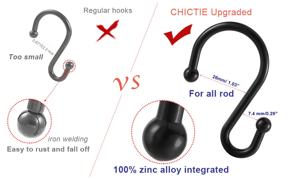 Chictie shower curtain hooks