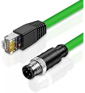 Elecbee M12 4 Pin D-Code Male to RJ45 Male Shielded Cable 6.56ft, 24AWG Industrial Ethernet Netwo...