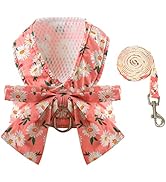 BAEJMJK Dog Harness and Leash Set with Bow Knot No Pull Pet Daisy Floral Harness with D-Ring Soft...