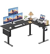 Korfile L Shaped Electric Standing Desk,63 Inch Adjustable Height Sit to Stand Corner Desk with M...