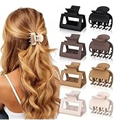Oeusnael 8 Pcs Medium Hair Clips for Women Girls - 2 Styles Rectangle and Double Row Teeth Small ...
