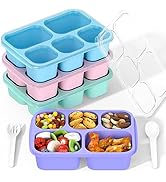 Bento Box Adult Lunch Box - 4 Pack, 5 - Compartment Meal Prep Container for Kids, Reusable Food S...