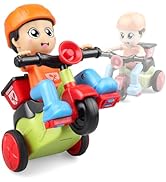 victob Friction Powered Stunt Car, Push and Go Toy Car with 360° Upright Spin, Rotating Tricycle ...