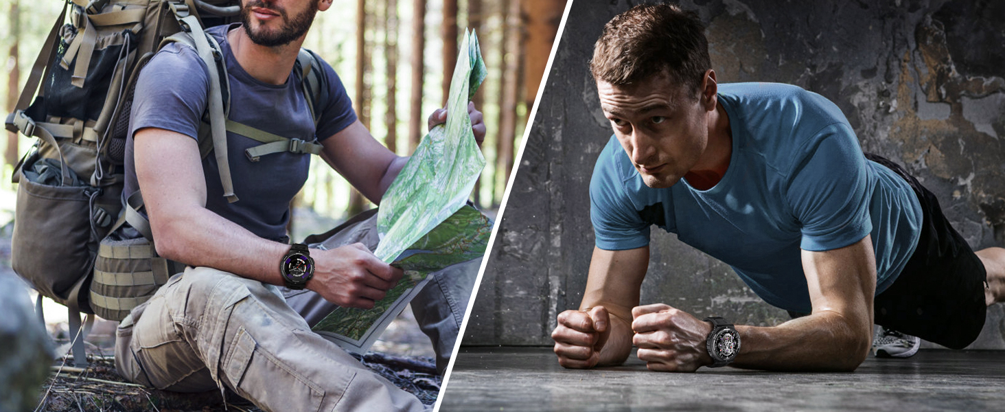 Military Smart Watch for Men Flashlight Tactical Smartwatch Fitness Watch 3ATM Waterproof