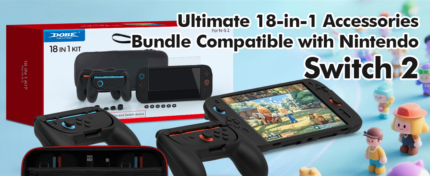 18-in-1 Carry Case Premium Protection Accessories Bundle Compatible with Nintendo Switch 2