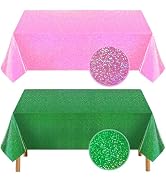 BCCSNNM 2 Pack Witch Holographic Tablecloths,Pink and Green Glitter Table Cloth Laser Plastic Tab...