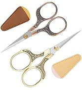 2 Pack Embroidery scissors, Small Sewing Scissors with Pu Sheath, Sharp Crochet Scissors for Need...