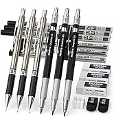 Nicpro 6PCS Art Mechanical Pencils Set, 3 PCS Metal Drafting Pencil 0.5 mm & 0.7 mm & 0.9 mm & 3 ...