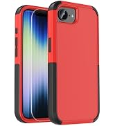X-belmox Heavy Duty Phone Case for iPhone 16E with Glass Screen Protector, 3 in 1 Cover for iPhon...