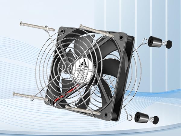 GDSTIME 120mm Computer Fan with AC Plug, 110V 120V 220V 240V AC Variable Speed Powerful Fan