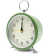 Analog Alarm Clock with Night Light for Kids, 4" Vintage Silent Non-Ticking Tabletop Clock for Sh...