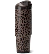 HydroJug Ease2o 32oz Insulated Water Bottle, Straw & Chug Lid, Brown Leopard