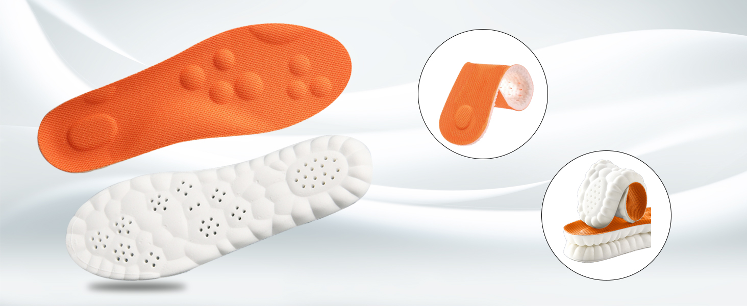 Steppers Insoles for Men Women - Arch Support, Massage Memory Foam, Breathable Inserts