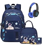 ACESAK Backpack for Boys with Wired Headphones,Insulated Lunch Bag & Pencil Case, Boys Backpack L...