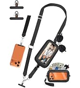 takyu Clip and Go Strap for Phone with Wallet Crossbody, 4-in-1 Adjustable Phone Lanyard with Det...