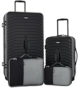 Wrangler Trunk Spinner Suitcase Set, Black, 2 Luggage & 2 Packing Cubes