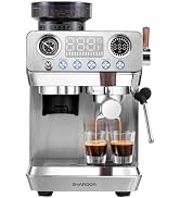 SHARDOR 20 Bar Espresso Machine with Built-In Grinder, Stainless Steel | 45 Settings, Steam Wand,...