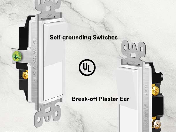 3 way switch self grounding and break off ears