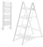 Step Ladder 4 Step Folding, OOSOFITT 330 Lbs Load Heavy Duty 4 Step Ladder Foldable Step Stool, T...