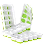 DOQAUS Ice Cube Tray with Lids - 4 Pack Stackable Silicone Ice Trays for Freezer, BPA & LFGB Safe...