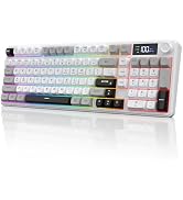 Wireless Gaming Keyboard with Smart Display & Knob Control, Tri-Mode BT5.0/2.4GHz/USB-C RGB Backl...