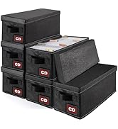 PUTNATRUE CD Storage Boxes with Lids, 6 Pack Hold 210 CDs (35 Each), Stackable Fabric Organizer w...