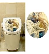 Starfish Ocean Toilet Sticker,Removable Toilet Seat Sticker Ocean Forest Sky Fish Vinyl Decal Bat...