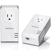TRENDnet Powerline 1300 AV2 Adapter With Built-in Outlet Adapter Kit, Includes 2 x TPL-423E Adapt...